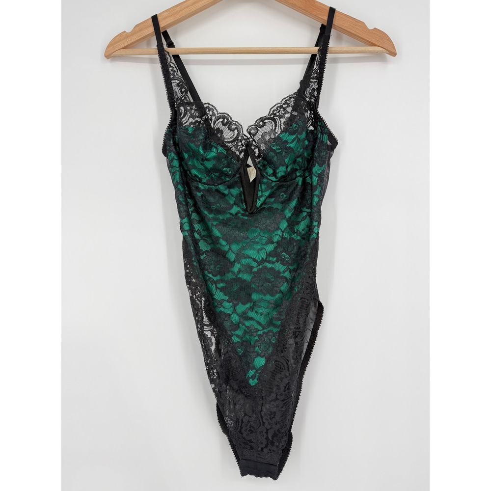 Victoria's Secret Vintage Lace Mesh Bodysuit Lingerie Teddy Gold Label‎ Medium M